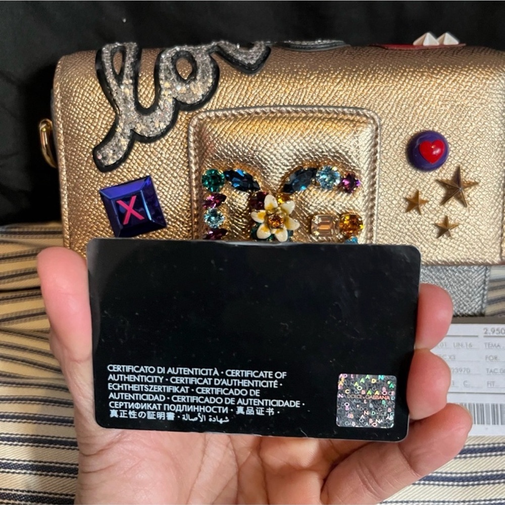 Authentic⚠️Dolce & Gabbana Gold and Silver Embellished Crossbody Bag - Picture 3 of 11